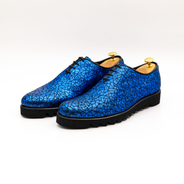 Pantofi barbati smart casual piele albastru electric talpa usoara