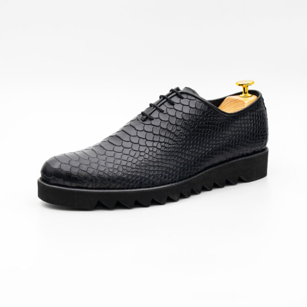 Pantofi barbati smart casual piele neagra talpa usoara