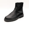 Ghete barbati cu fermoar piele neagra cu presaj piton talpa bocanc cusuta