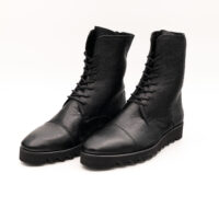 Ghete barbati cu siret piele bizonata neagra talpa usoara