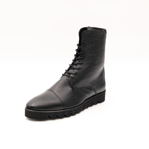 Ghete barbati cu siret piele bizonata neagra talpa usoara