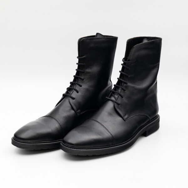 Ghete barbati cu siret piele naturala neagra talpa neagra