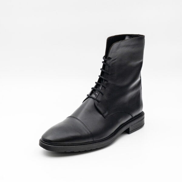 Ghete barbati cu siret piele naturala neagra talpa neagra