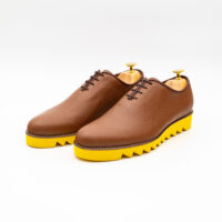 Pantofi barbati smart casual piele maro talpa usoara galbena