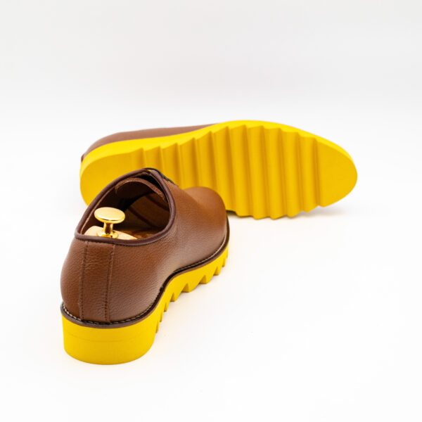 Pantofi barbati smart casual piele maro talpa usoara galbena