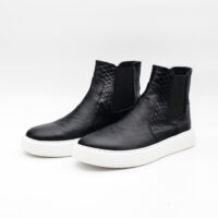 Ghete barbati Chelsea -  piele bizonata - talpa alba cusuta