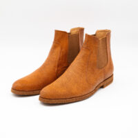 Ghete barbati cu elastic Chelsea piele coniac cu presaj talpa usoara crep