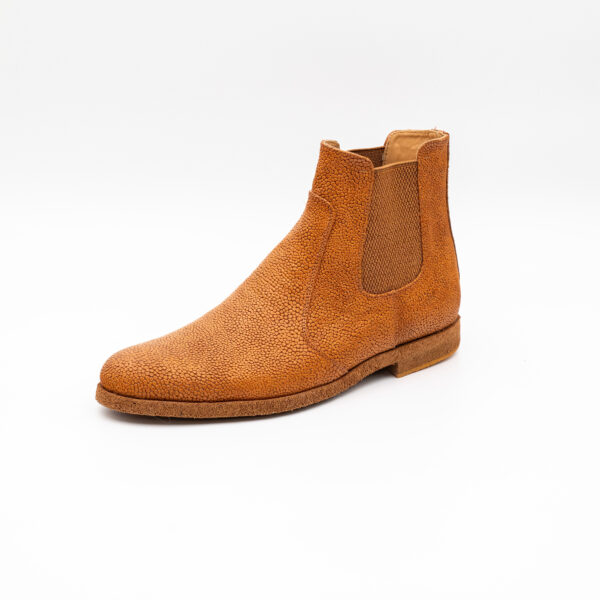 Ghete barbati cu elastic Chelsea piele coniac cu presaj talpa usoara crep