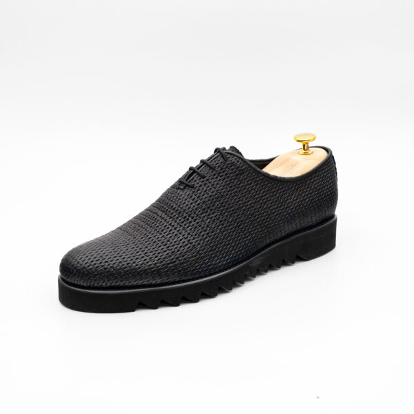 Pantofi barbati smart casual piele neagra talpa usoara