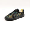 Pantofi sport barbati SNEAKERS piele intoarsa neagra flori talpa neagra cusuta