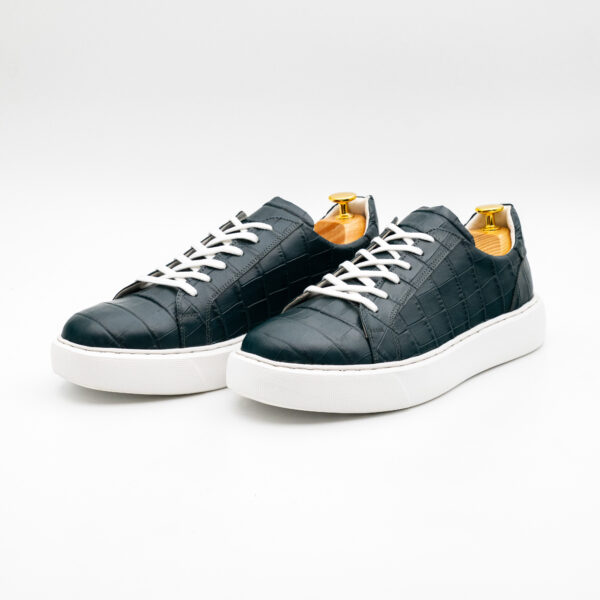 Pantofi sport barbati SNEAKERS piele verde talpa alba cusuta