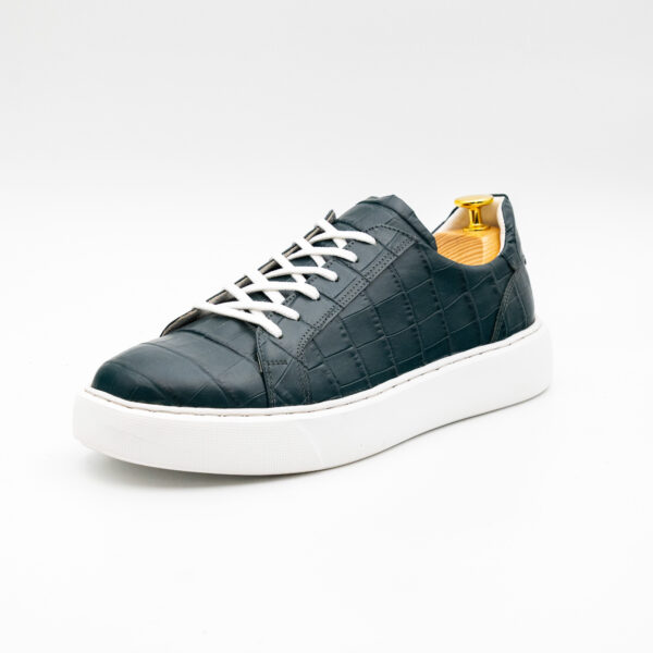 Pantofi sport barbati SNEAKERS piele verde talpa alba cusuta