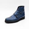 Ghete barbati Double Monk piele bizonata albastru metalizat talpa usoara