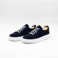 Pantofi sport barbati SNEAKERS piele intoarsa bleumarin talpa alba cusuta