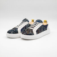 Pantofi sport barbati SNEAKERS piele colorata flori talpa alba cusuta