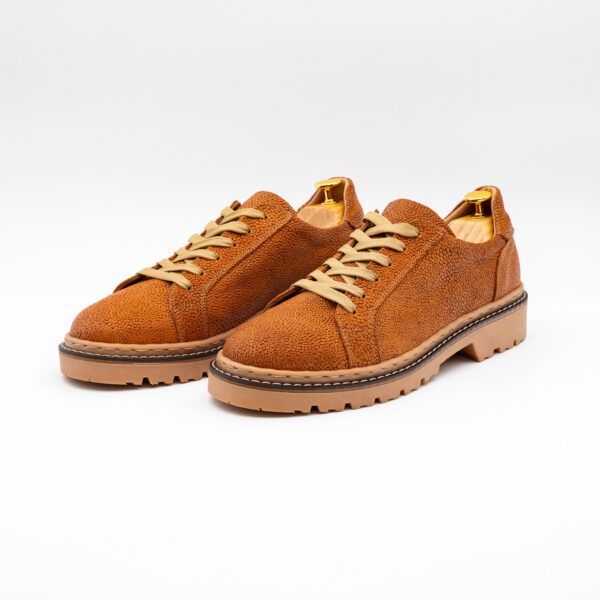 Pantofi barbati casual urban piele coniac cu presaj talpa cusuta bej