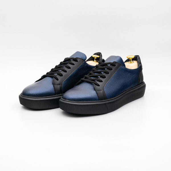 Pantofi sport barbati SNEAKERS piele albastra talpa cusuta