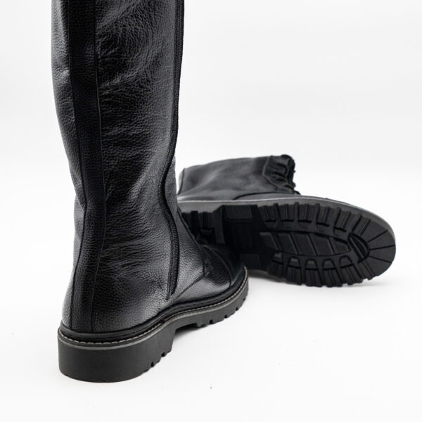 Cizme barbati cu fermoar piele bizonata neagra talpa bocanc cusuta