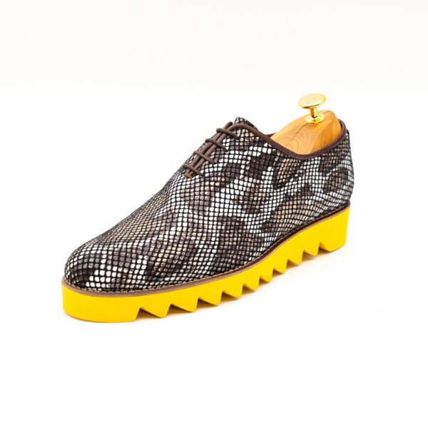 Pantofi barbati smart casual piele alba talpa usoara galbena