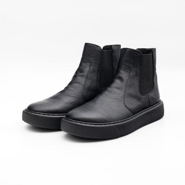 Ghete barbati Chelsea - bizonat negru - talpa cusuta